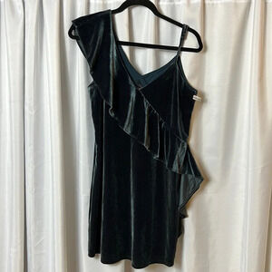 19 Cooper Dress faux Velour Ruffle Y2K Mini Dress Size XS Asymmetrical